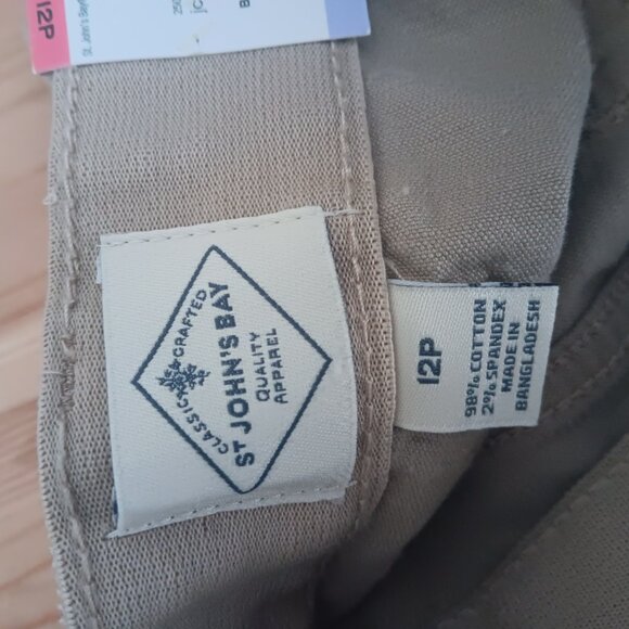 St.John’s Bay Petite Tan Corduroy Pants 12P slender straight leg - Picture 2 of 4